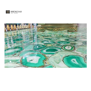 Backlit Semi Precious Stone Slab Green Agate Stone Slabs