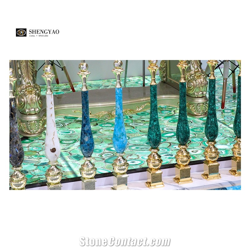 Backlit Semi Precious Stone Slab Green Agate Stone Slabs