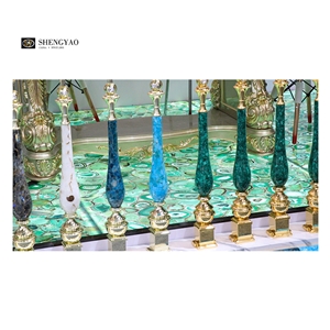 Backlit Semi Precious Stone Slab Green Agate Stone Slabs
