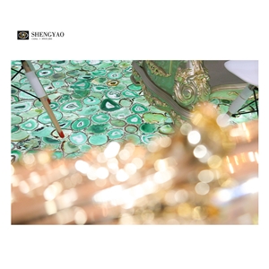 Custom Hotel Backlit Green Agate Stone Gemstone Slabs