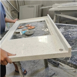 LQ-303 Iced White Quartz Countertops Engineered Stone VN