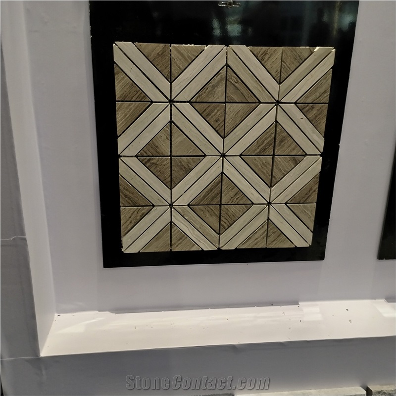Diamond Shape Serpeggiante Marble Mosaic Tiles For Bathroom
