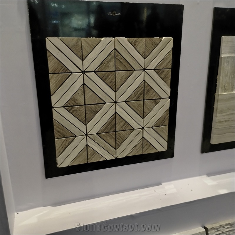 Diamond Shape Serpeggiante Marble Mosaic Tiles For Bathroom