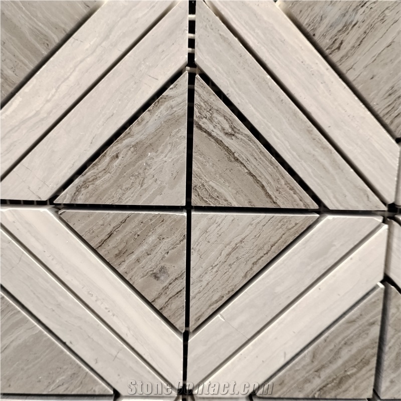 Diamond Shape Serpeggiante Marble Mosaic Tiles For Bathroom