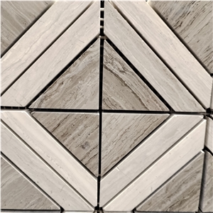 Diamond Shape Serpeggiante Marble Mosaic Tiles For Bathroom
