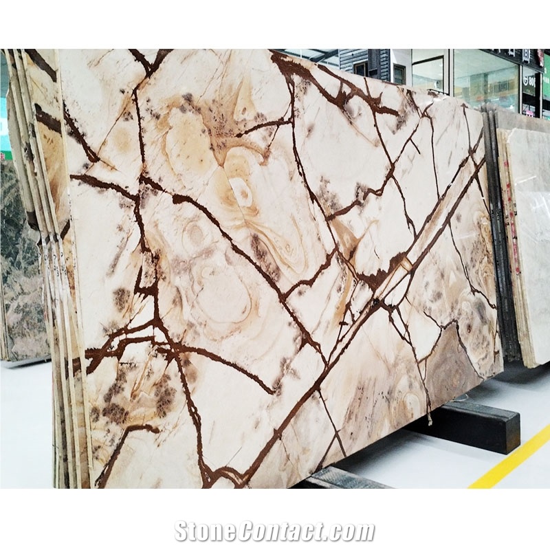 Exotic Gold Polished Stone Wood Quartzite Slabs For Kitchen