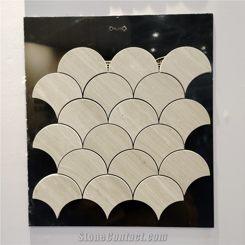 High-End Fish Scale Fan Pattern Wooden Grain Marble Mosaic Tiles