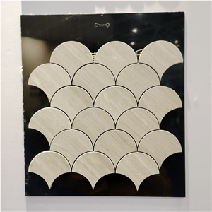 High-End Fish Scale Fan Pattern Wooden Grain Marble Mosaic Tiles