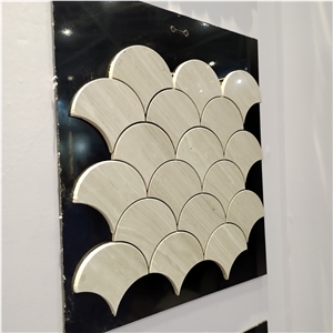 High-End Fish Scale Fan Pattern Wooden Grain Marble Mosaic Tiles