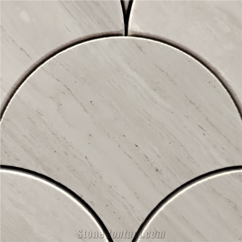 High-End Fish Scale Fan Pattern Wooden Grain Marble Mosaic Tiles
