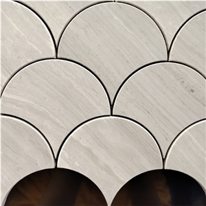 High-End Fish Scale Fan Pattern Wooden Grain Marble Mosaic Tiles
