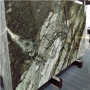 Multicolor Dark Green Spring Wave Marble Slabs For Villa