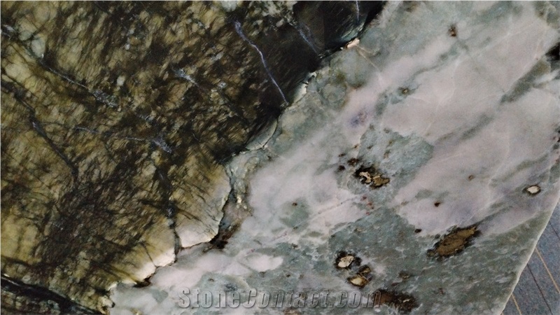 Multicolor Dark Green Spring Wave Marble Slabs For Villa