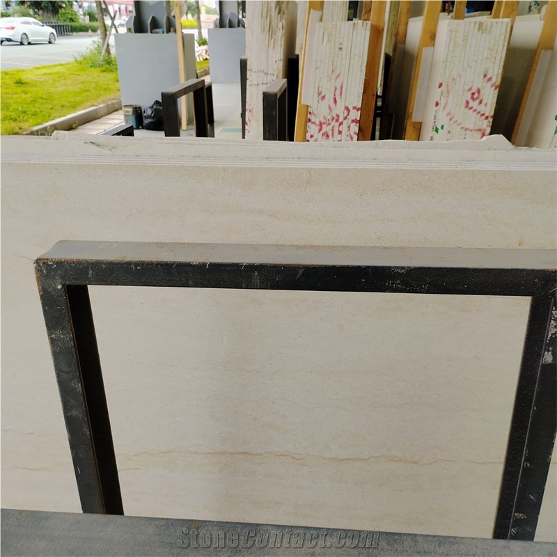 White Mocha Limestone Slabs Fine Grain Ivory Cream For Tops
