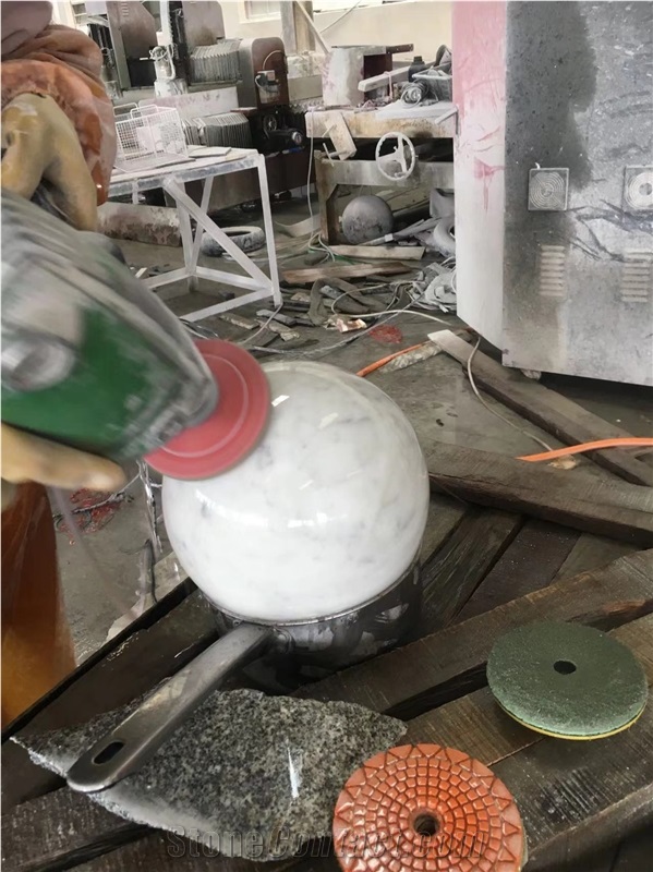 Marble Landscaping Balls White Carrara Road Parking Bollards