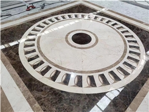 Modern Design Round Marble Calacatta Oro Waterjet Medallion