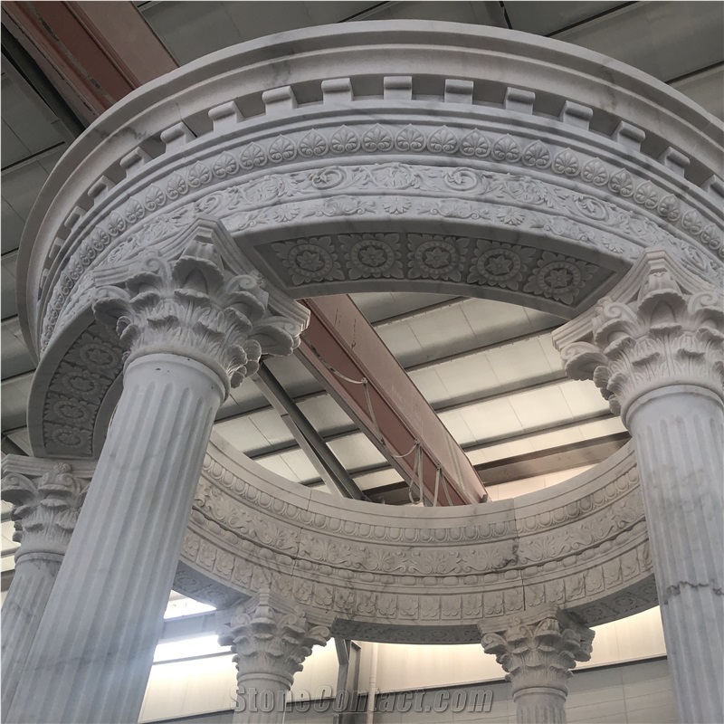 White Marble Roman Column Garden Gazebo