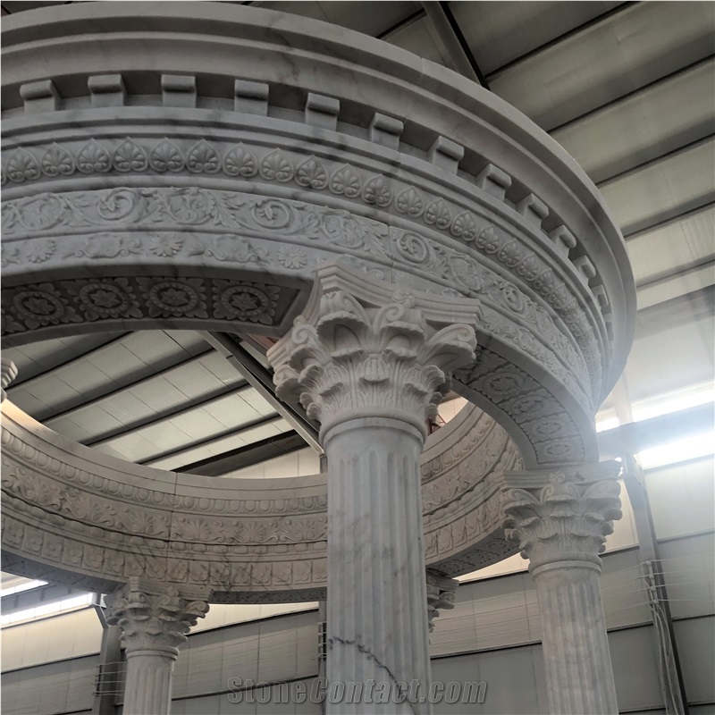 White Marble Roman Column Garden Gazebo