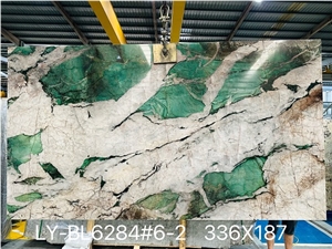 Nature Veins And Crystal Royal Green Quartzite For Decor