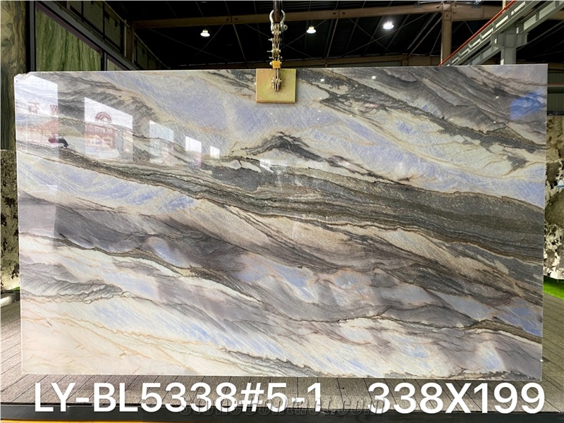 Polished Finish Ocean Blue Quartzite Slab