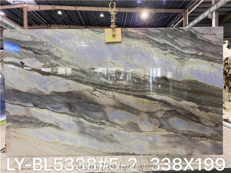 Polished Finish Ocean Blue Quartzite Slab