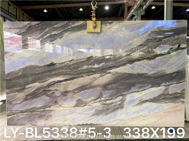 Polished Finish Ocean Blue Quartzite Slab