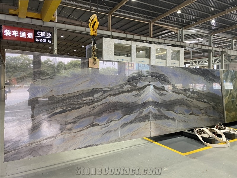 Polished Finish Ocean Blue Quartzite Slab
