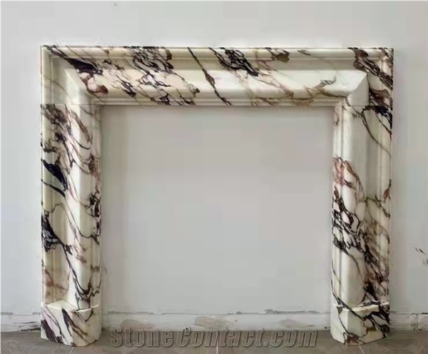 Calacatta Viola White Marble Indoor Modern Fireplace Design