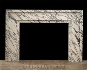Calacatta Viola White Marble Indoor Modern Fireplace Design