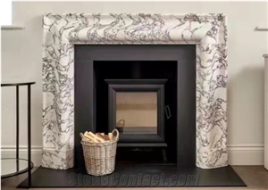 Calacatta Viola White Marble Indoor Modern Fireplace Design