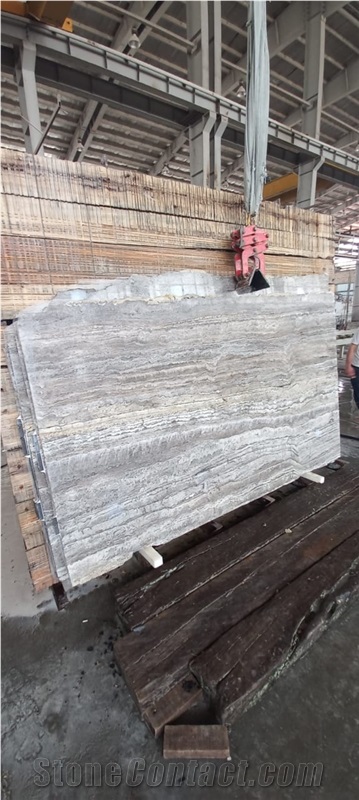 Light Silver Travertine Slab
