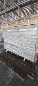 Light Silver Travertine Slab