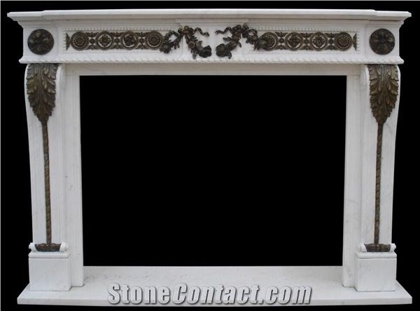 Marble With Cast Bronze/Brass Fireplace Mantels