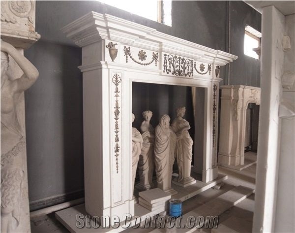 Marble With Cast Bronze/Brass Fireplace Mantels