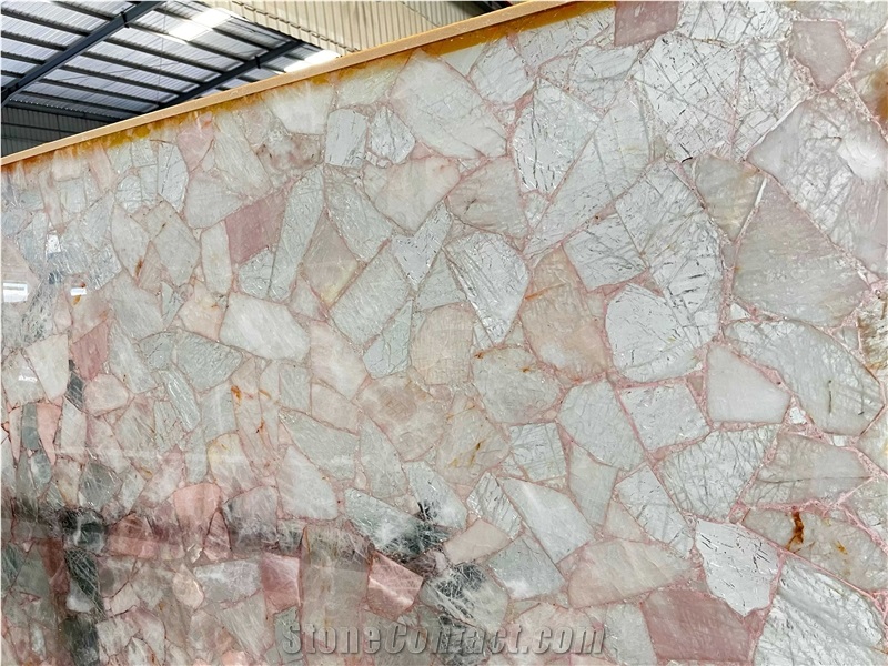5Mm Pink Crystal Quartz Slab,Semiprecious Slabs
