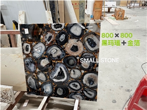 Agate Black Diamond Semiprecious Stone