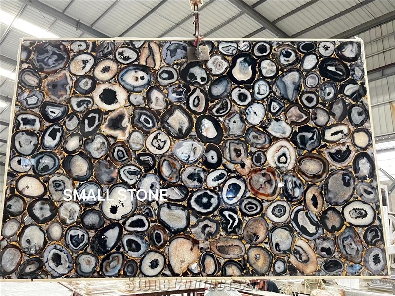 Agate Black Diamond Semiprecious Stone