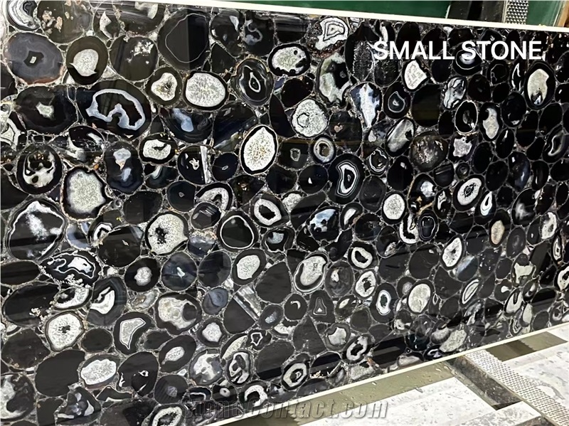 Backlit Black Agate Wall Background, Gemstone Tile