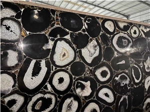 Backlit Black Agate Wall Background, Gemstone Tile