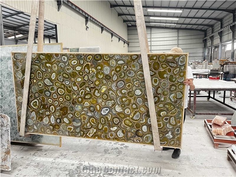 Uruguay Agate Backlit Gemstone Tiles Slabs Wall