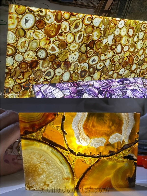 Uruguay Agate Backlit Gemstone Tiles Slabs Wall