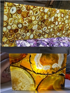 Uruguay Agate Backlit Gemstone Tiles Slabs Wall
