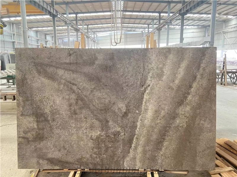 Iran Silver Travertine Slabs  Cross-Cut Honed