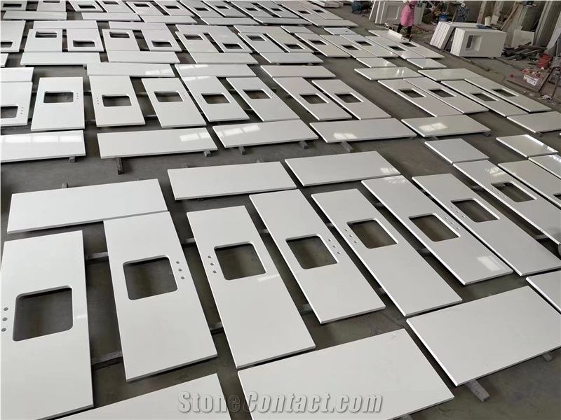 Artificial Stone Vanity Countertops, Quartz Fabricated Bathroom Tops
