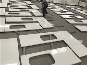Artificial Stone Vanity Countertops, Quartz Fabricated Bathroom Tops