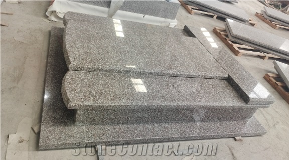 China Pink Granite Tombstone，G664 Granite Monument