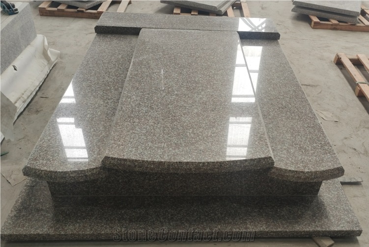 China Pink Granite Tombstone，G664 Granite Monument