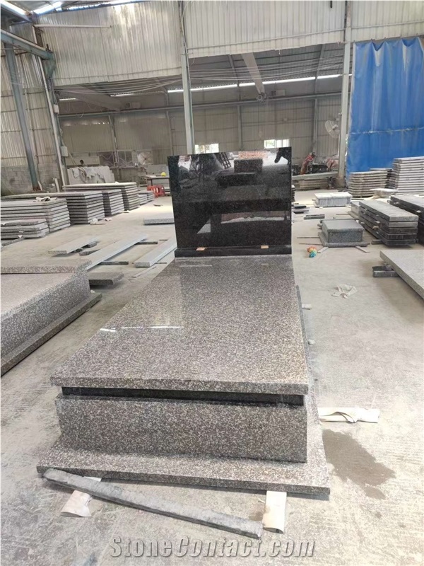 China Pink Granite Tombstone，G664 Granite Monument