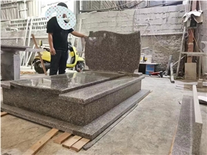 China Pink Granite Tombstone，G664 Granite Monument