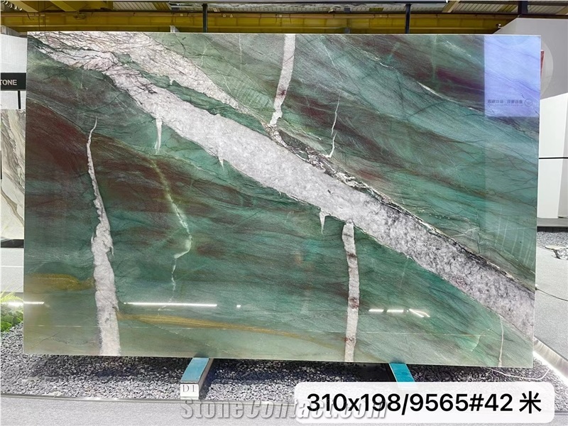 Patek Philippe Green Crystal Quartzite Slabs For Wall Decor